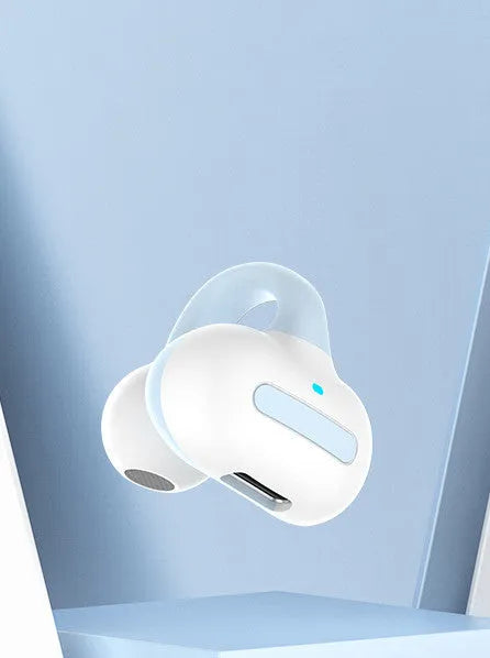 Clip-type Bluetooth earphones with silicone ear hooks in four colour options