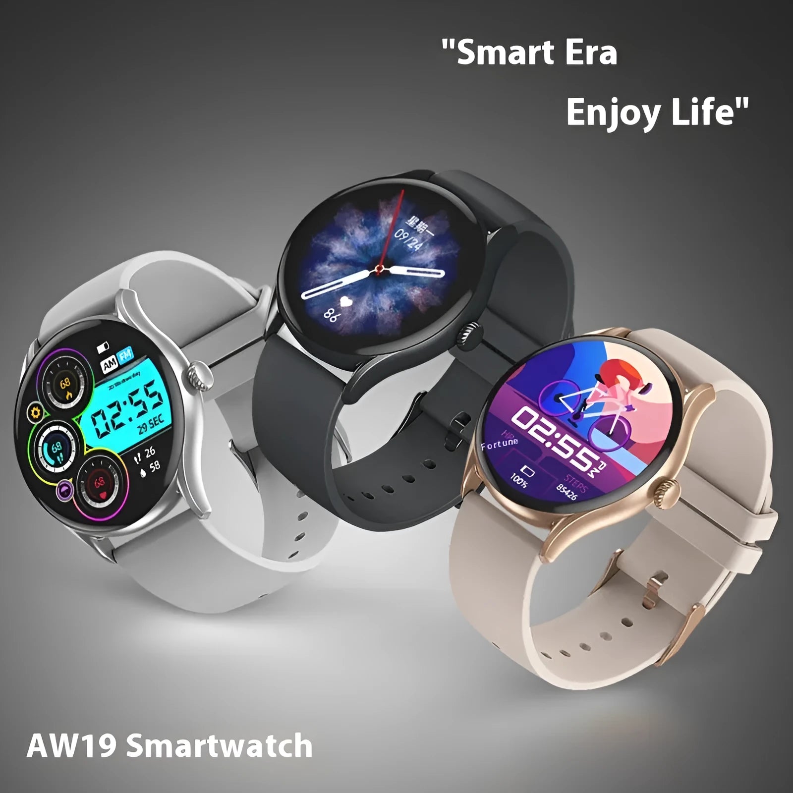 Portable smart sports watch with TFT screen, heart rate monitor, and Bluetooth calling, black, gold, or silver gray colour options