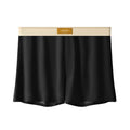 Pack of three men's solid colour loose fit ice silk nylon underwear on a mid waist mannequin.