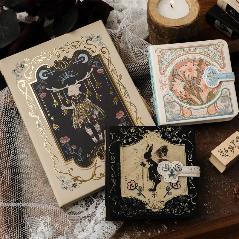 THALO Gothic style retro art A5 notebook showing cover design options with 40g wood pulp paper