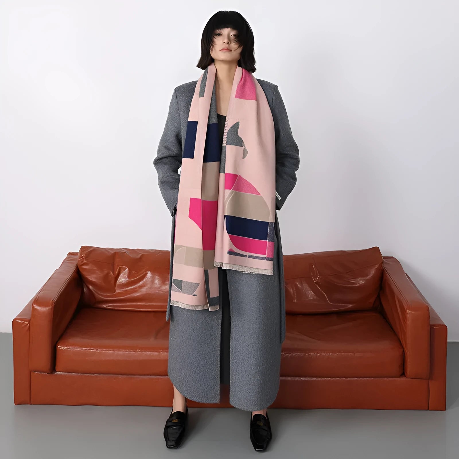 European style 185x65cm imitation cashmere polyester scarf in eight autumn colours