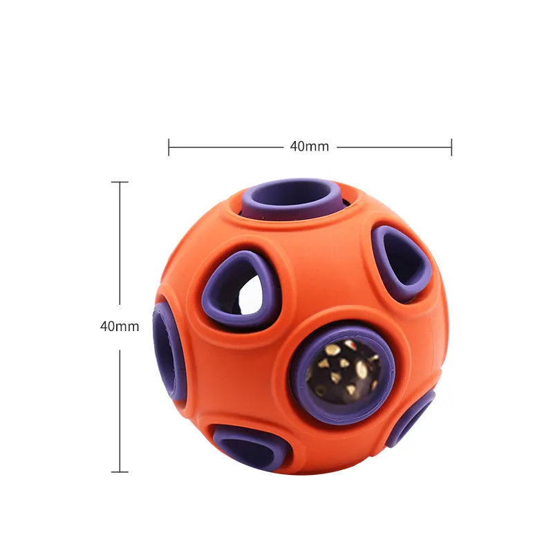 Luminous sounding dog toy ball in rubber with blue glow effect, medium size