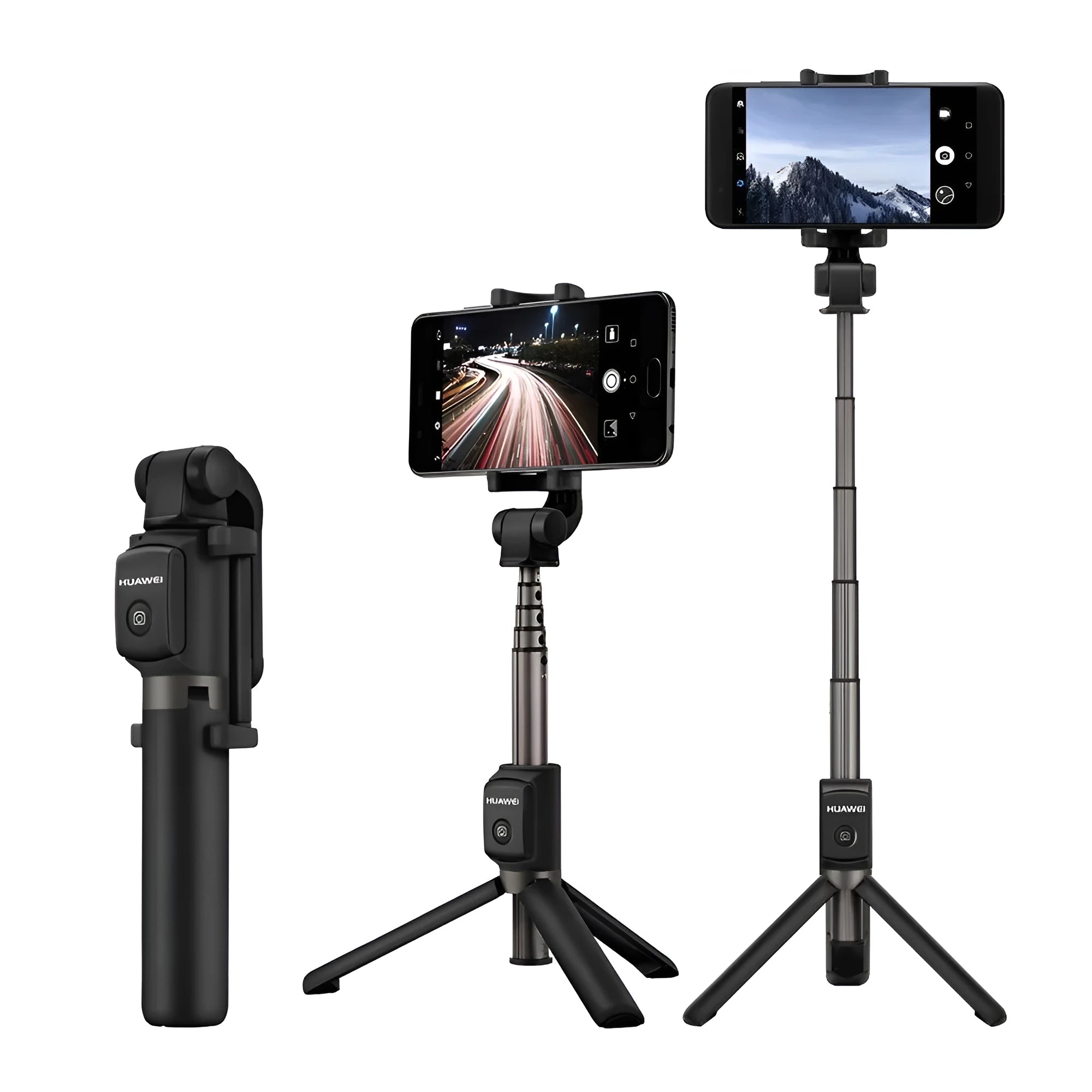 AF15 Bluetooth wireless tripod selfie stick extended to 660mm in black plastic finish