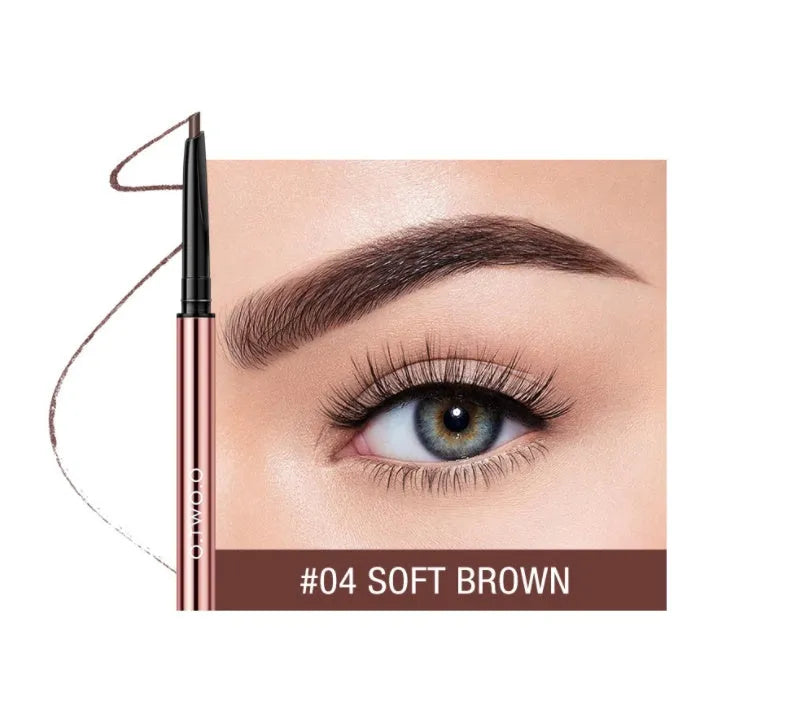 Eye brow make-up pencil in colour box with refillable sharpener and six shade options