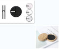 Make-up remover powder puff set with sponge pads and hair belt in white, grey, and bamboo colours