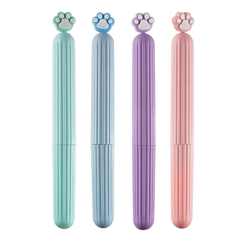 Small cat's paw cartoon pen comb, 18.3cm by 2cm, TPR and PP, random colour
