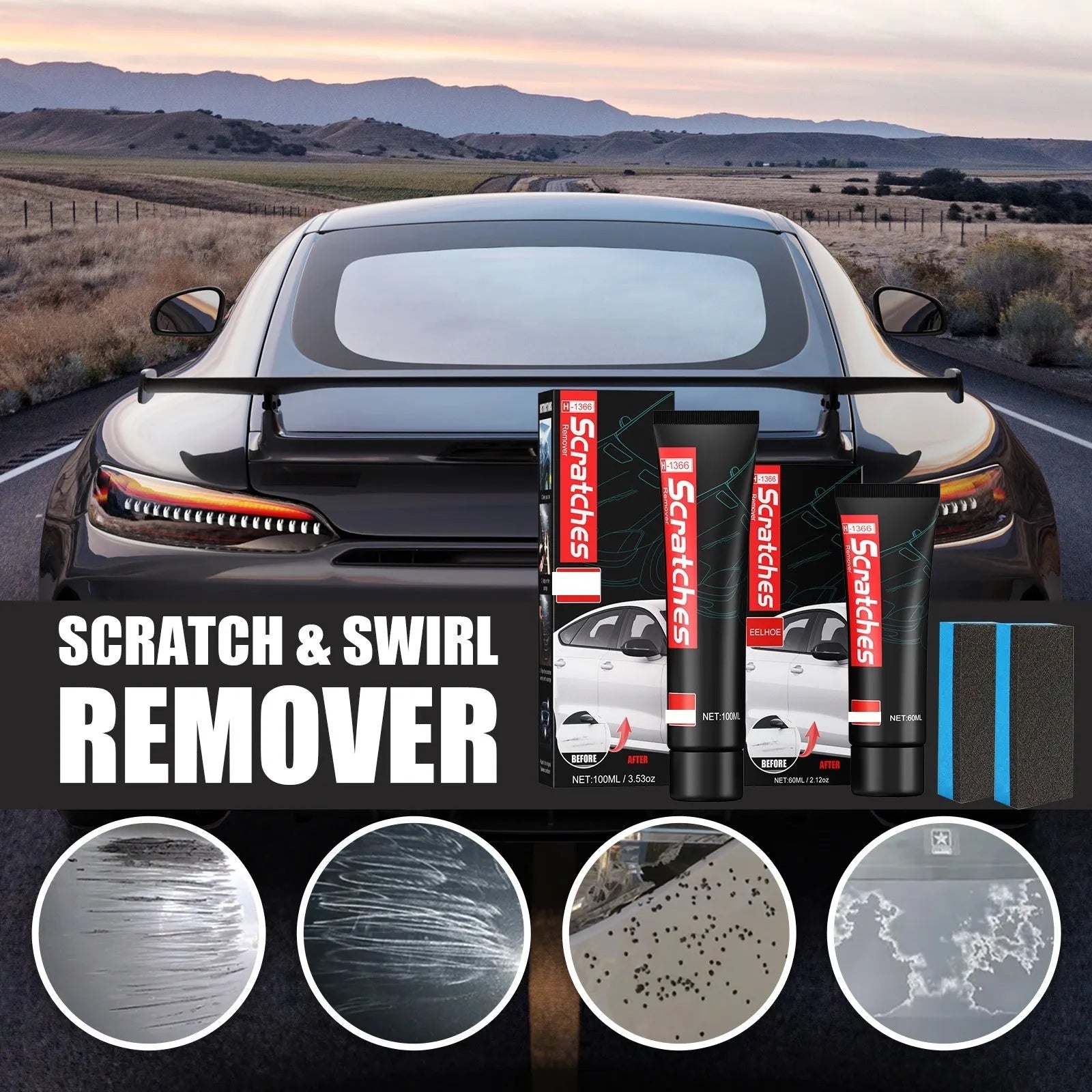 Automotive scratch repair cream tube for paint cleaning and scratch removal