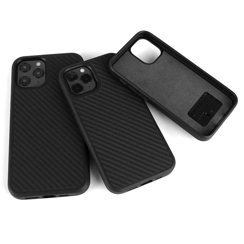 Black wooden phone case for Apple iPhone with TPU and Kevlar waterproof construction