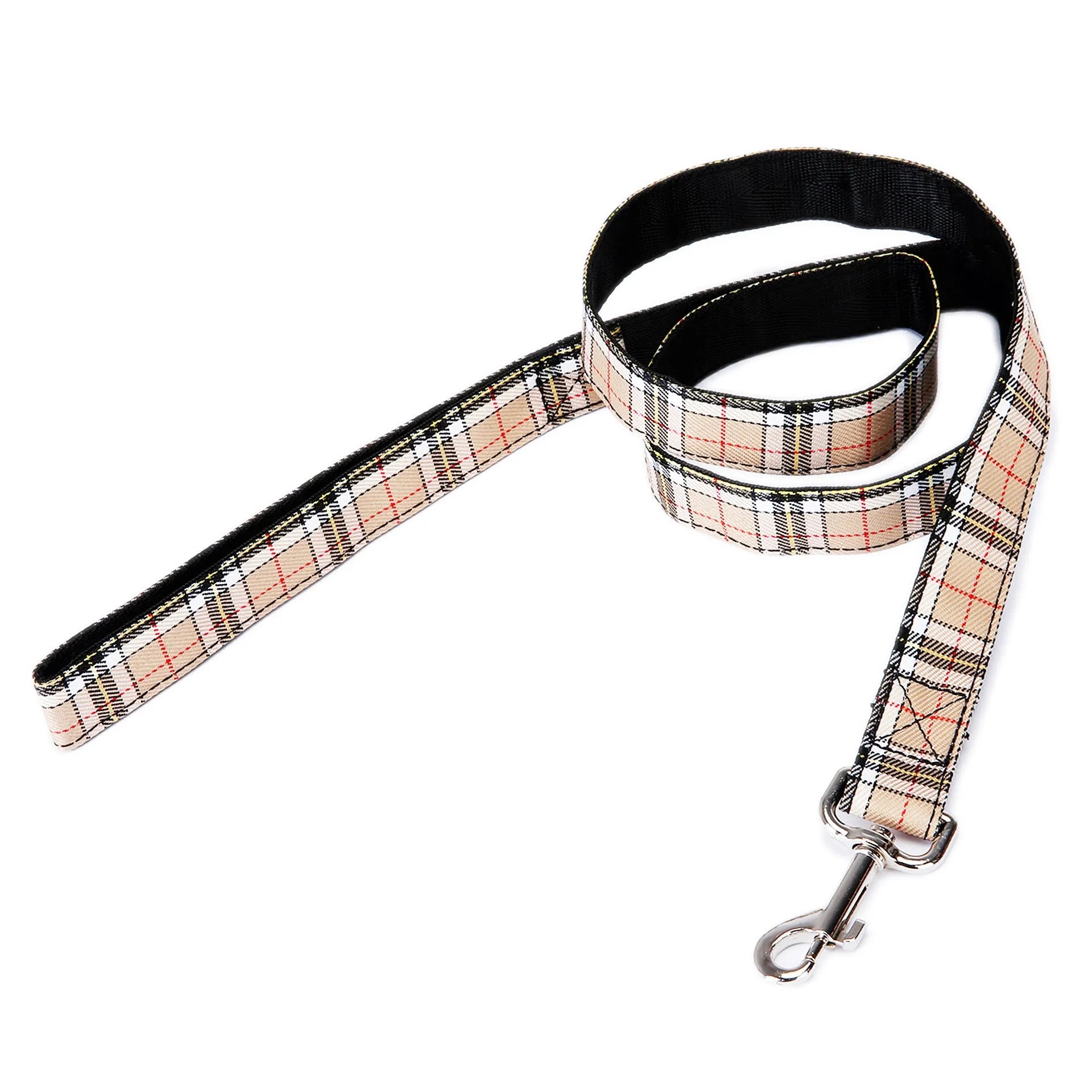 Black Christmas plaid stripe pet traction rope measuring 120cm length