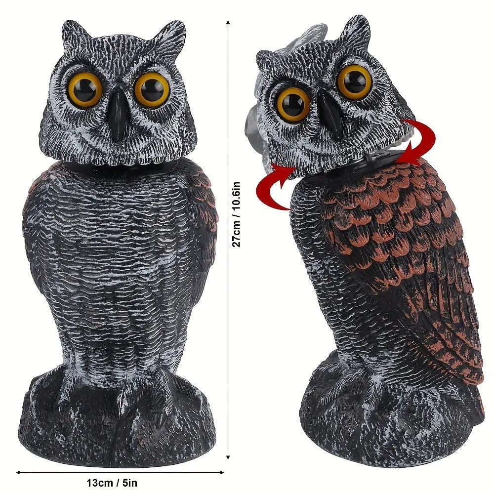 Artificial owl bait ornament with shaking head, made from white PE plastic, showing round ear design.