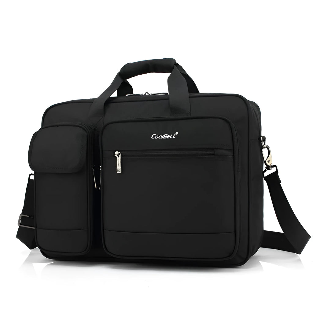 Portable tablet bag 17.3 inches waterproof Oxford cloth Black with multiple compartments and rear file bag