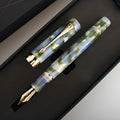 Deep bath green metal ballpoint pen with three interchangeable nib options shown