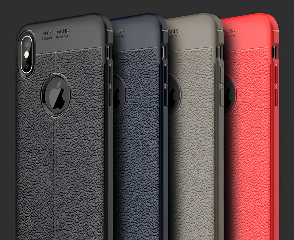 WeFor PU leather texture slim silicone case for OnePlus 6, 5, and 5T phones with screen protector