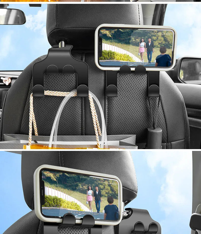 Car multifunction mobile phone holder hook made from ABS material for hanging items and bracket use