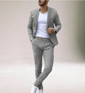 Men's leisure set with digital print two-button suit top and two-piece trousers slim fit light business casual