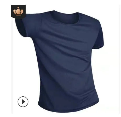 Plain round neck short sleeve quick-dry waterproof anti-fouling T-shirt in white, black, blue; 95% acetate blend loose fit
