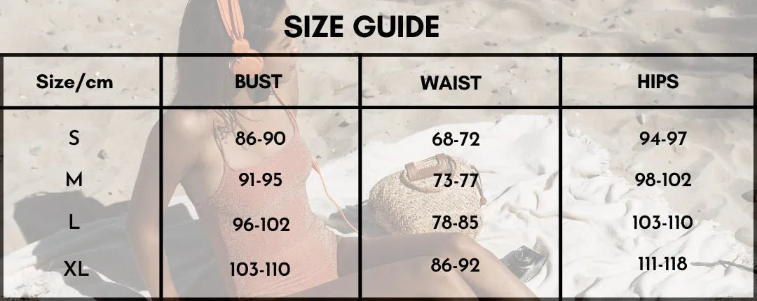 Solid colour women's one-piece swimsuit with deep V halter neck and backless design, shown with matching skirt.