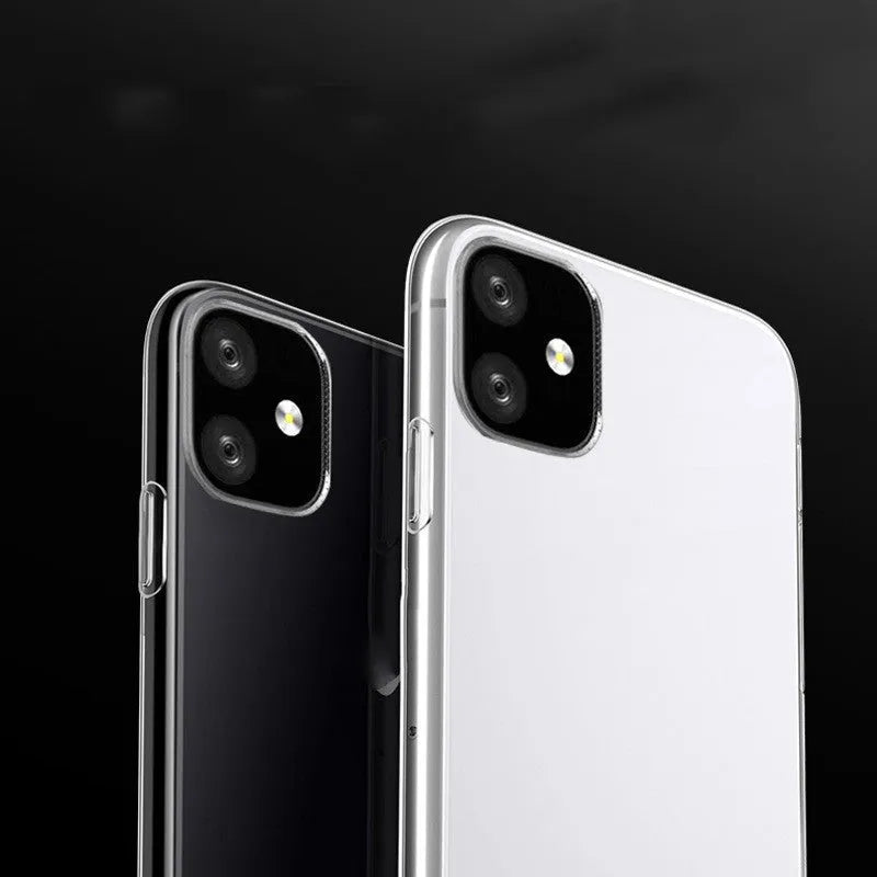 Transparent TPU soft shell iPhone case showing phone's original design through clear material