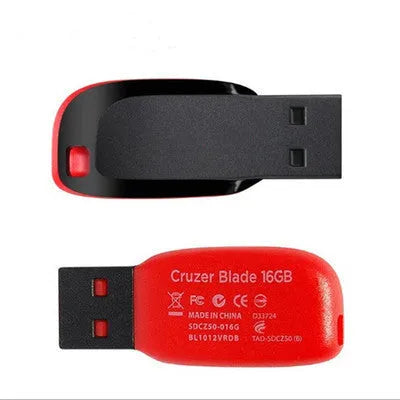 Black plastic USB flash drive with a rotating cap, shown in sizes from 4GB to 128GB capacity.