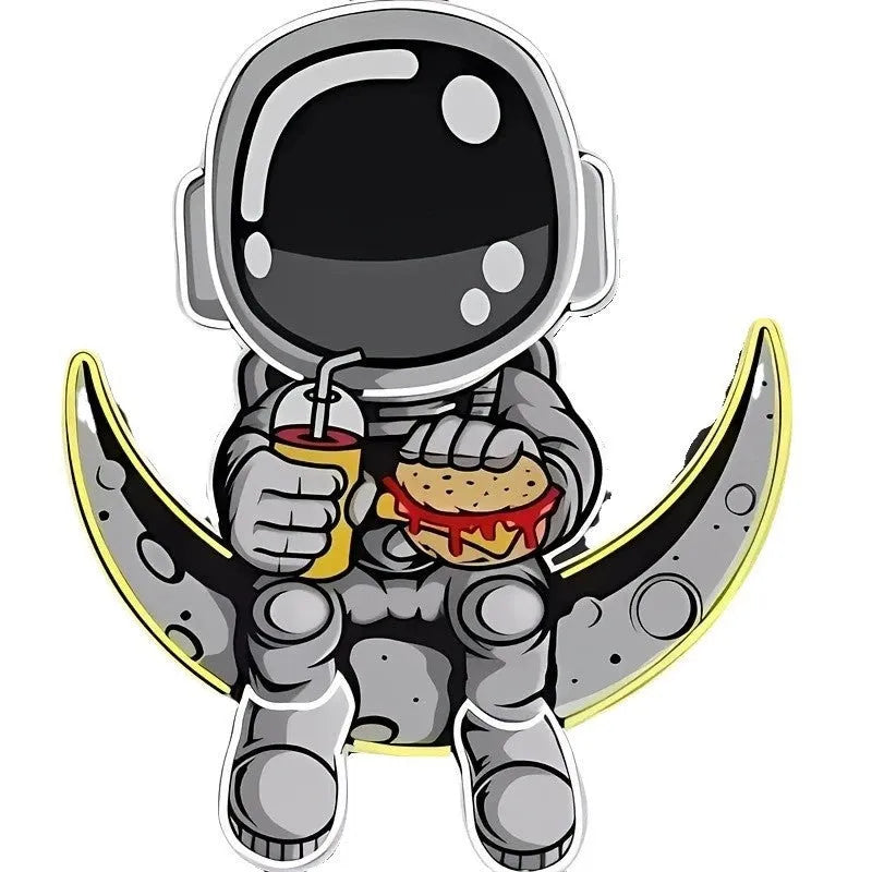 Astronaut-shaped neon wall lamp with blue lemon yellow lighting in 30x35cm plastic housing