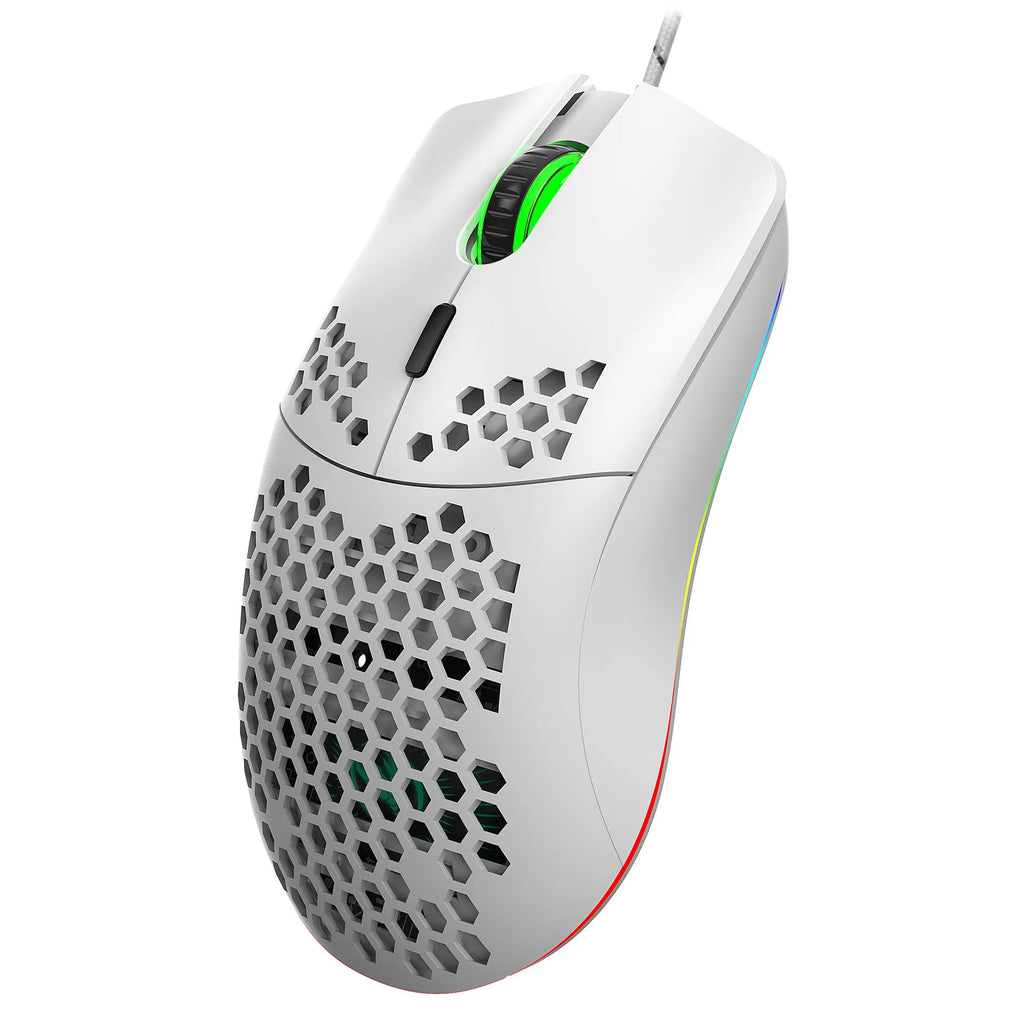Lightweight honeycomb shell wired gaming mouse J900 RGB with 6 buttons, 150cm cable, black colour