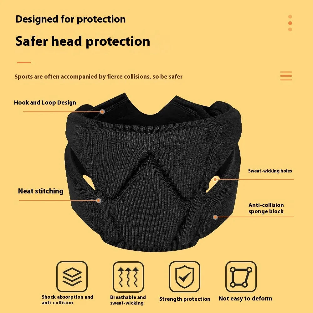 Adult black head protection belt for goalkeepers and rugby sports, 28.4 x 13.2 x 3.6cm