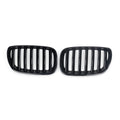 Bright black ABS plastic BMW X5E middle mesh grille pair for G05 53 model.