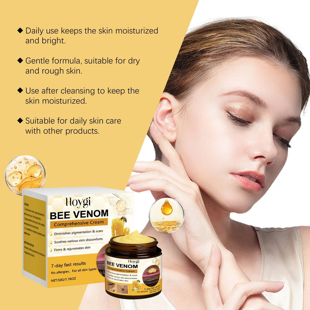 50g skin neck cream jar with collagen, hyaluronic acid, and bee venom formulation for targeted neck skincare