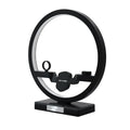 3 in 1 wireless charger bracket for mobile phone watch headset with ring light table lamp in black