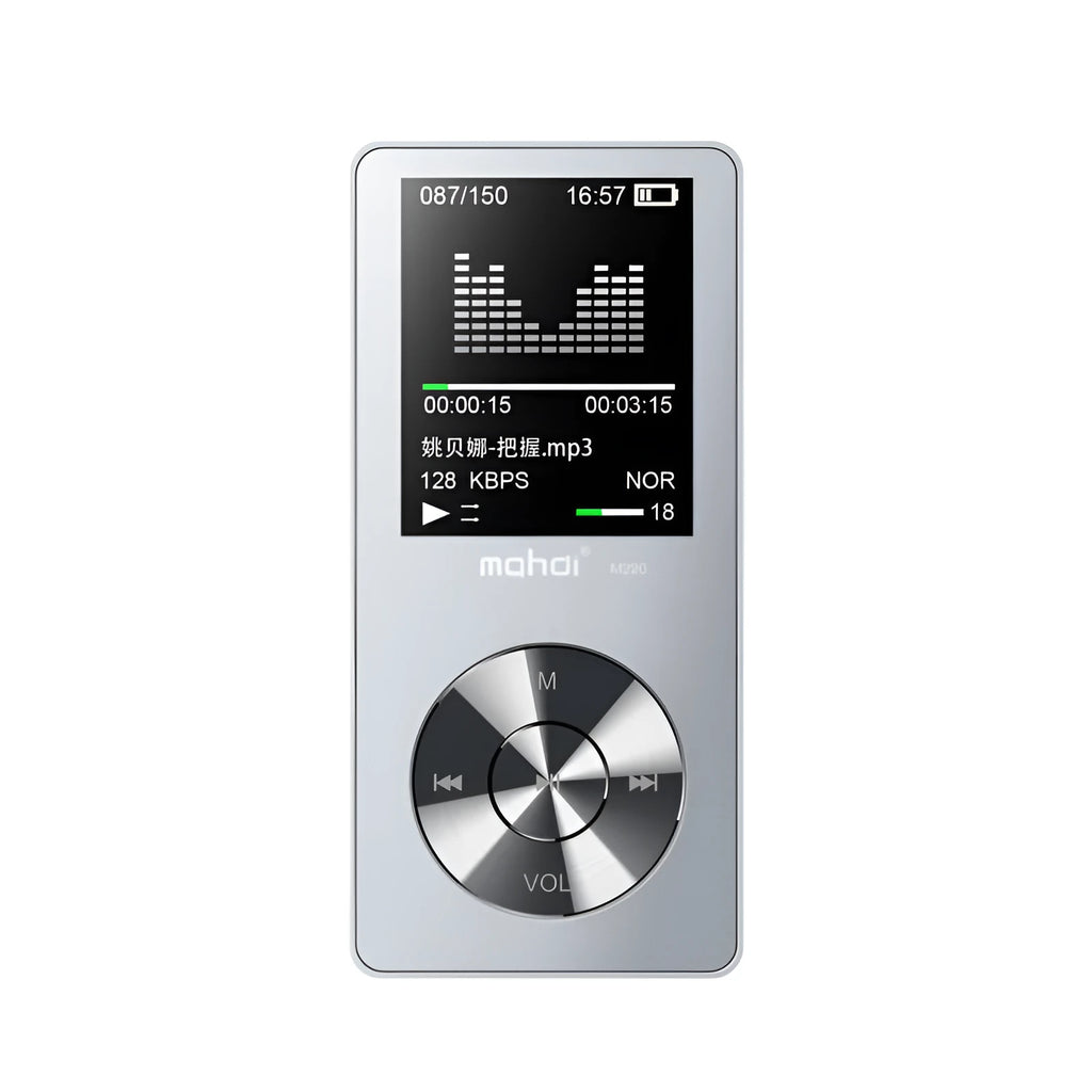 Gold, silver, and black all-metal MP3 music player with 1.8-inch screen
