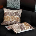 Cream and coffee coloured abstract coil pattern pillow cover in square and lumbar sizes.