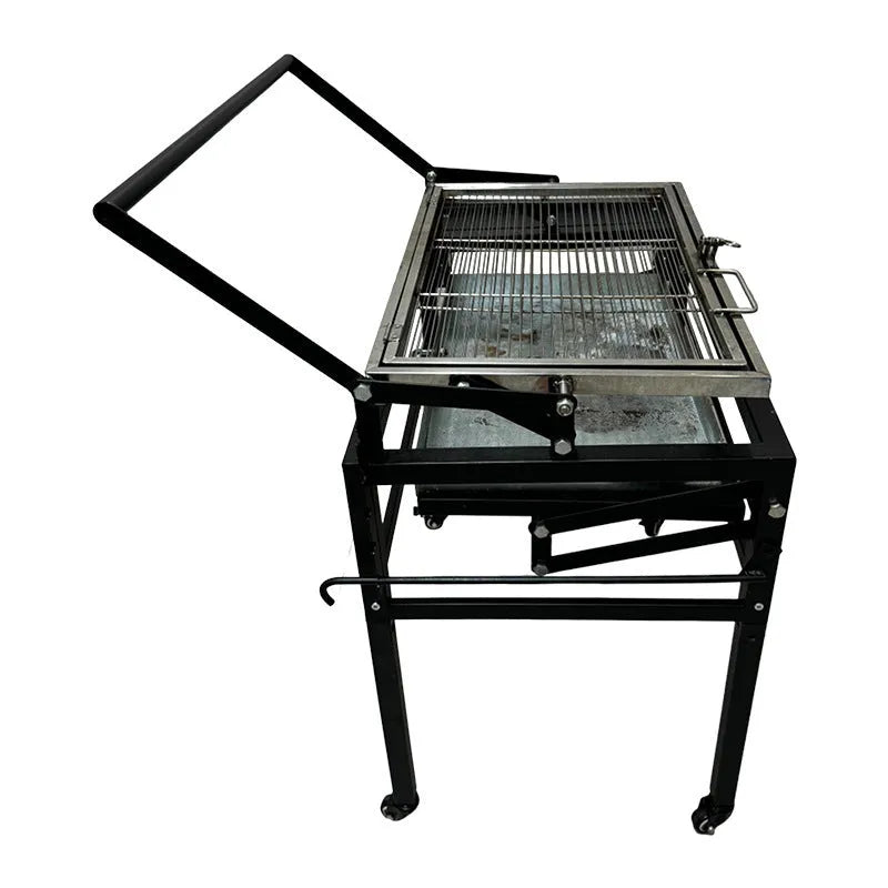 Foldable large charcoal barbecue stove grill for outdoor garden and camp use.