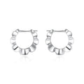 Sterling silver geometric stud earrings with round elements and electroplated finish