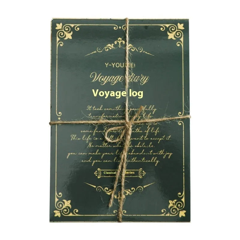 Retro literary notebook with six decorative design options on printed paper