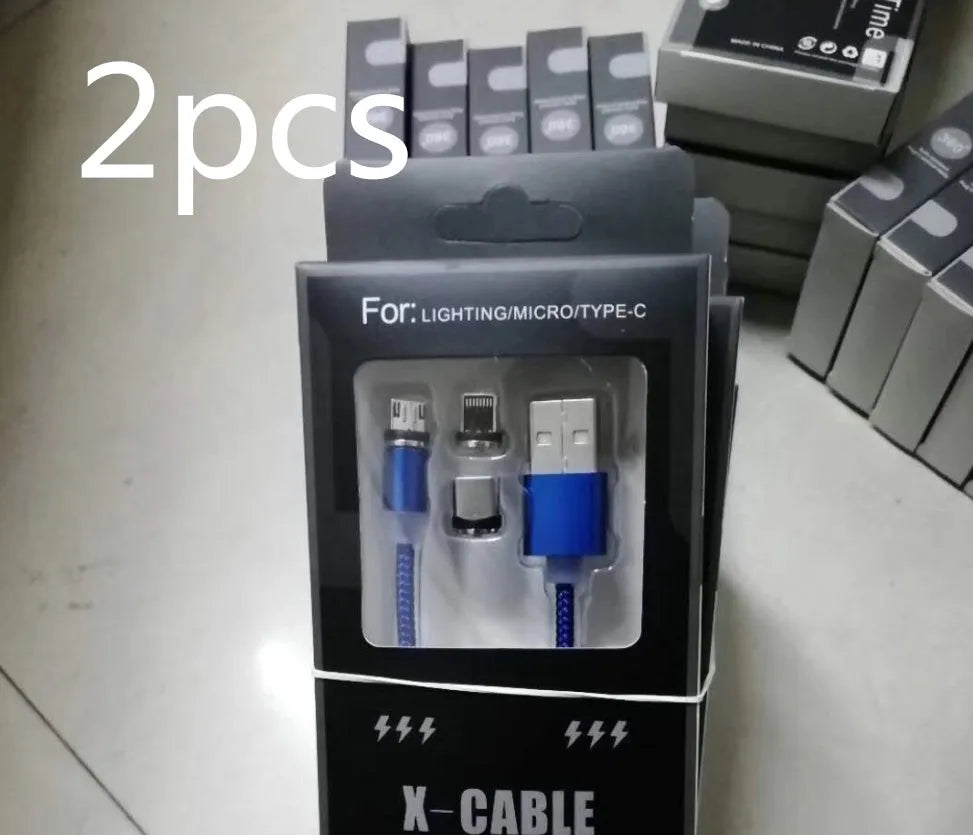 Android Type C three-in-one magnetic suction head charging cable 1m silver