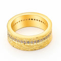 Gold geometric copper zircon ring for women on a white background.