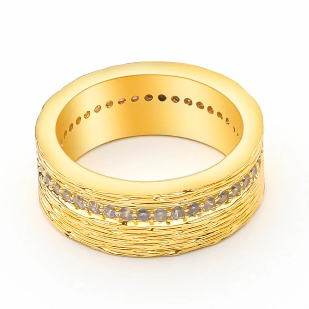 Gold geometric copper zircon ring for women on a white background.