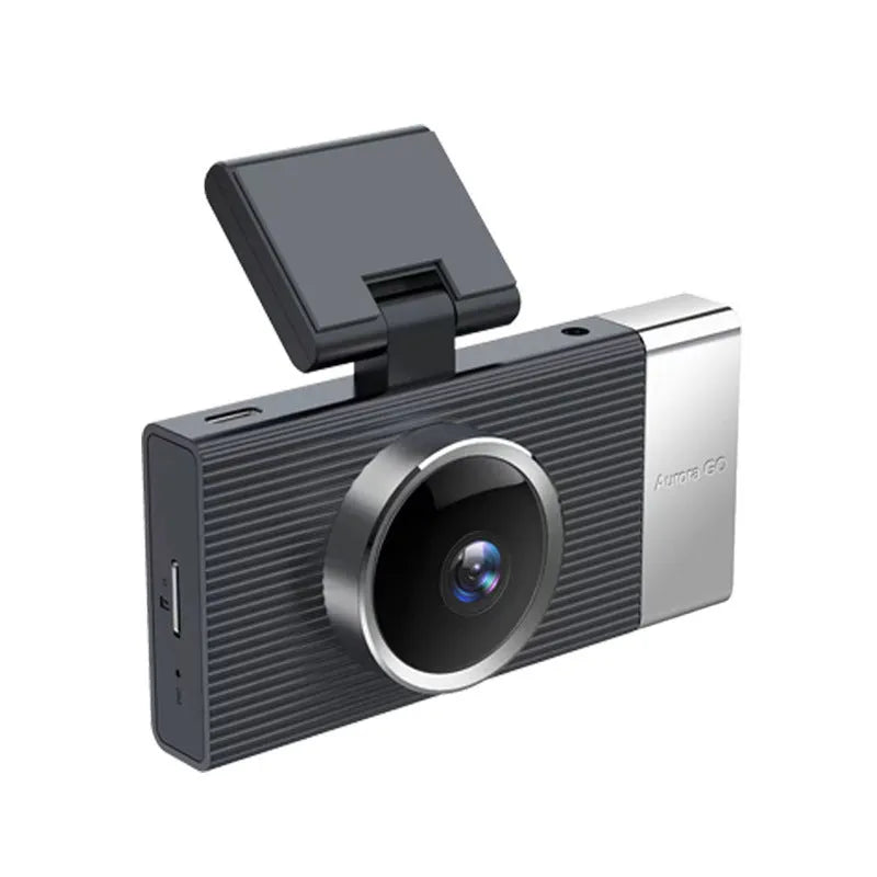 WiFi three lens driving recorder with 3-inch screen on a car dashboard.