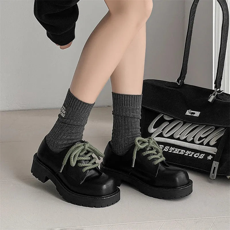 Big Head derby style platform shoes with rubber sole and microfiber upper, shown in casual style.
