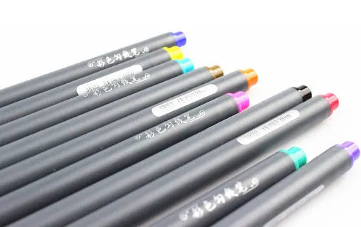 Set of 10 black hook line drawing pens with 0.38mm tips for architecture and design work.