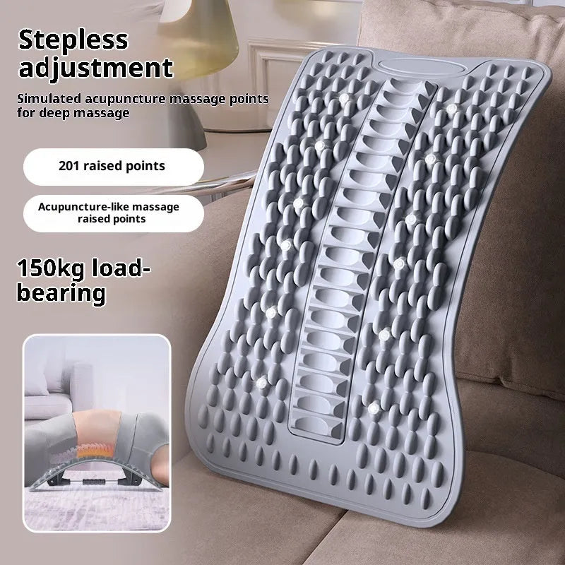 Lumbar Soothing Device with thread rotation adjustment in greyish purple on a plain background