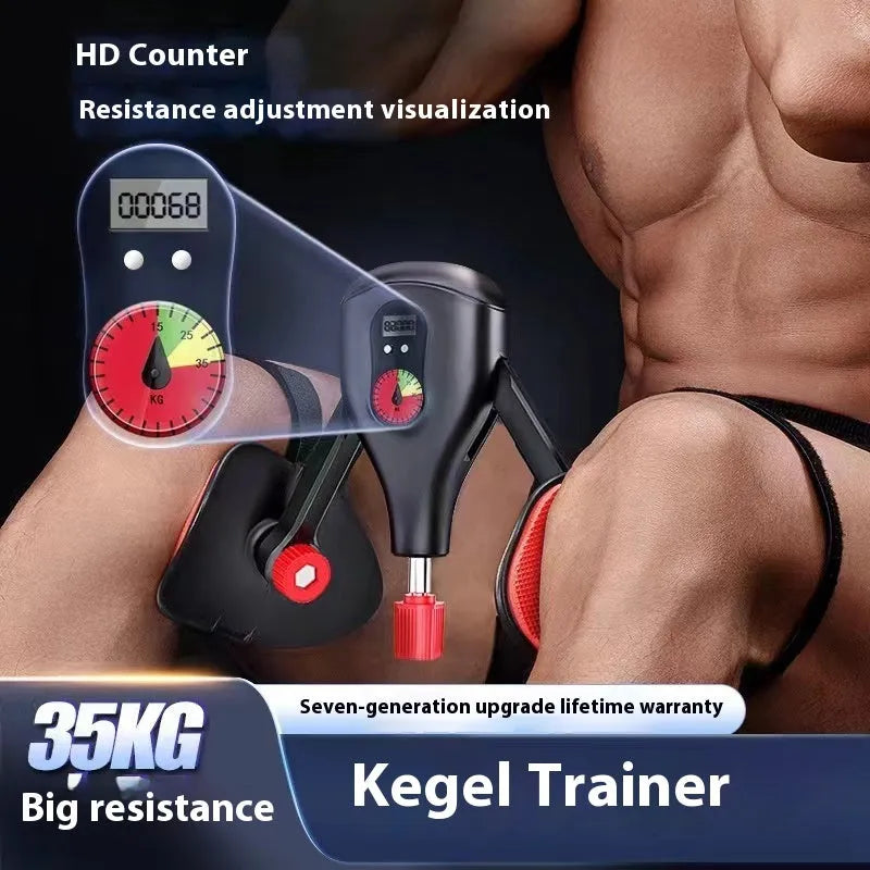 Black men's kegel trainer for PC muscle exercise with adjustable straps.