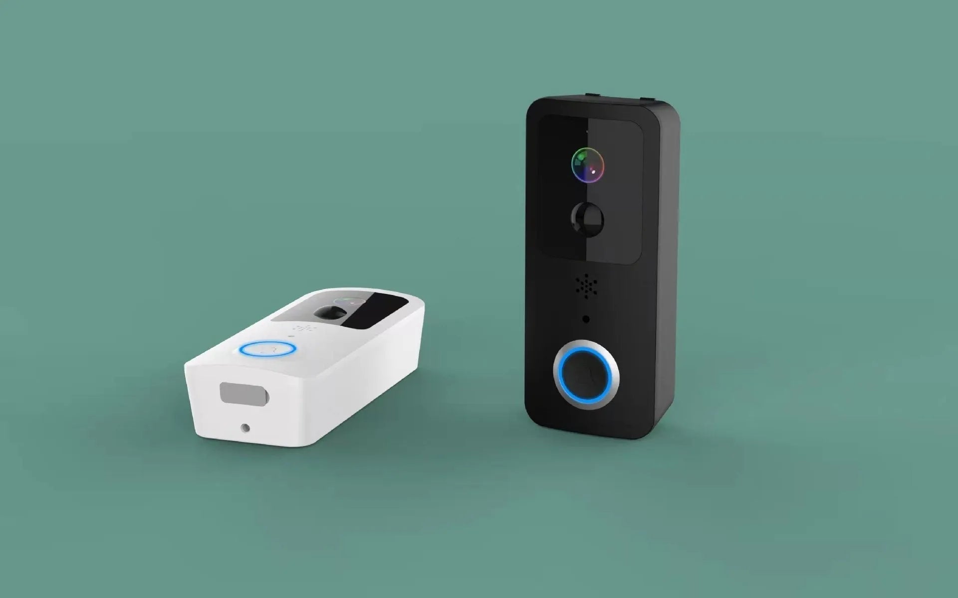 Waterproof smart HD visual doorbell with a rechargeable battery on a doorstep.