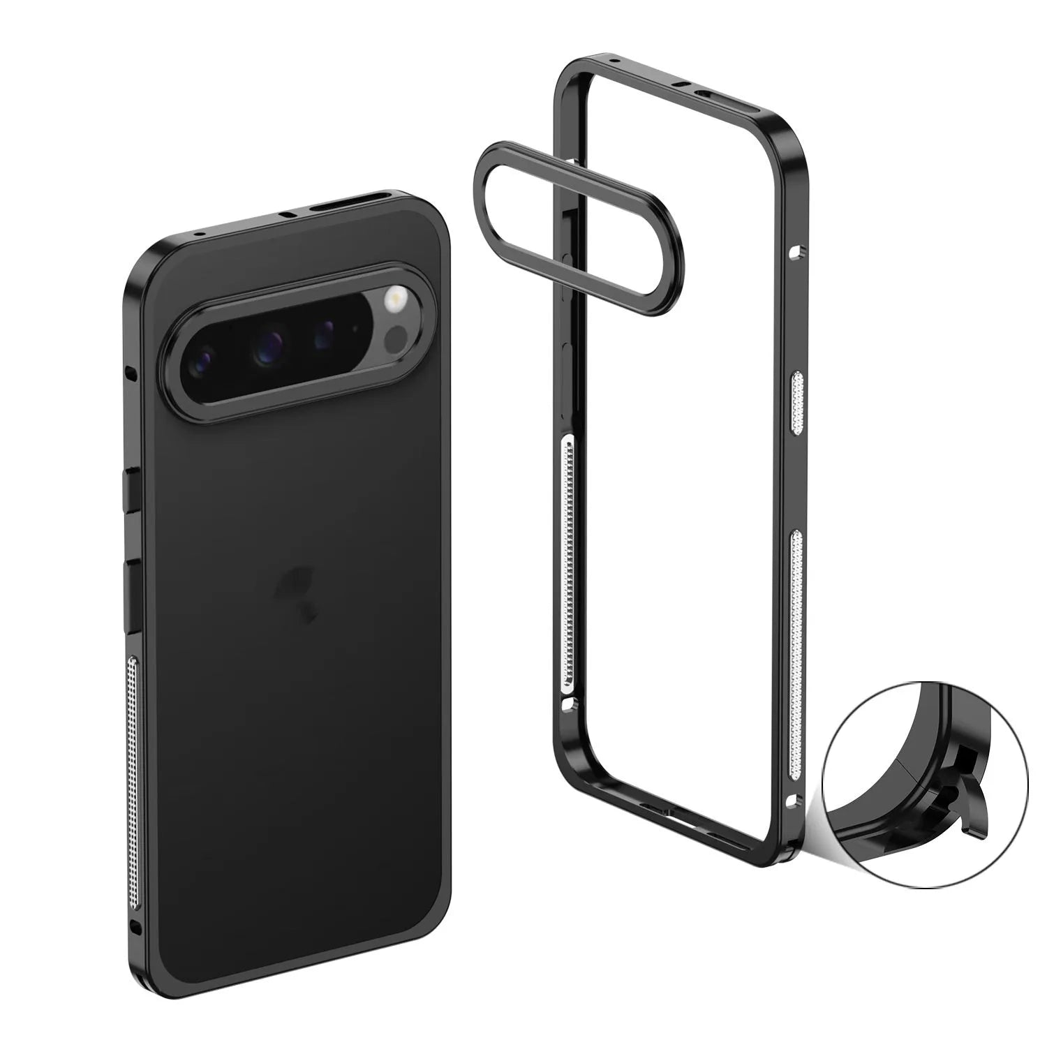 Aluminum alloy phone case for Google Pixel 9 with heat dissipation and separate lens case in four colour options