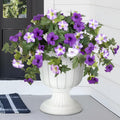 Plastic garden flower container with 12 fork base and silk flower insert in red colour option
