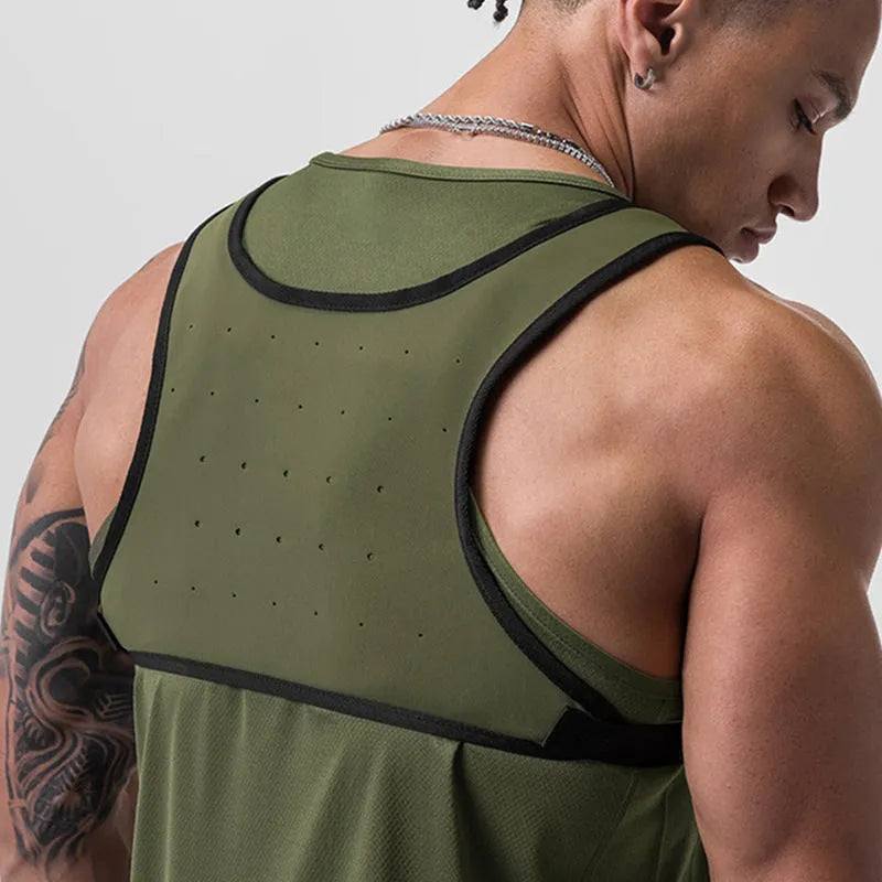 Men's outdoor sports multi-pocket fitness bag in Army Green colour with curved shoulder strap