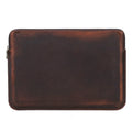 Retro crazy horse leather zipper computer bag for MacBook Pro 15.4/16 in coffee brown