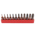 Black screwdriver bit set with magnetic tip showing T6 to T40 sizes on display