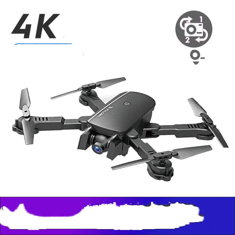 4K HD professional remote control quadcopter in black with one-key return and headless mode