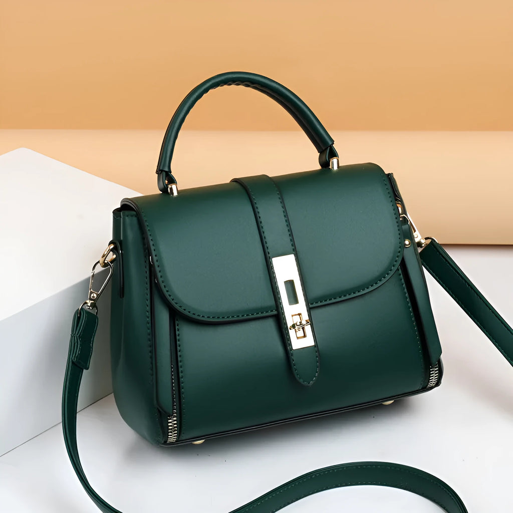 Women's soft PU leather shoulder messenger bag in square vertical design
